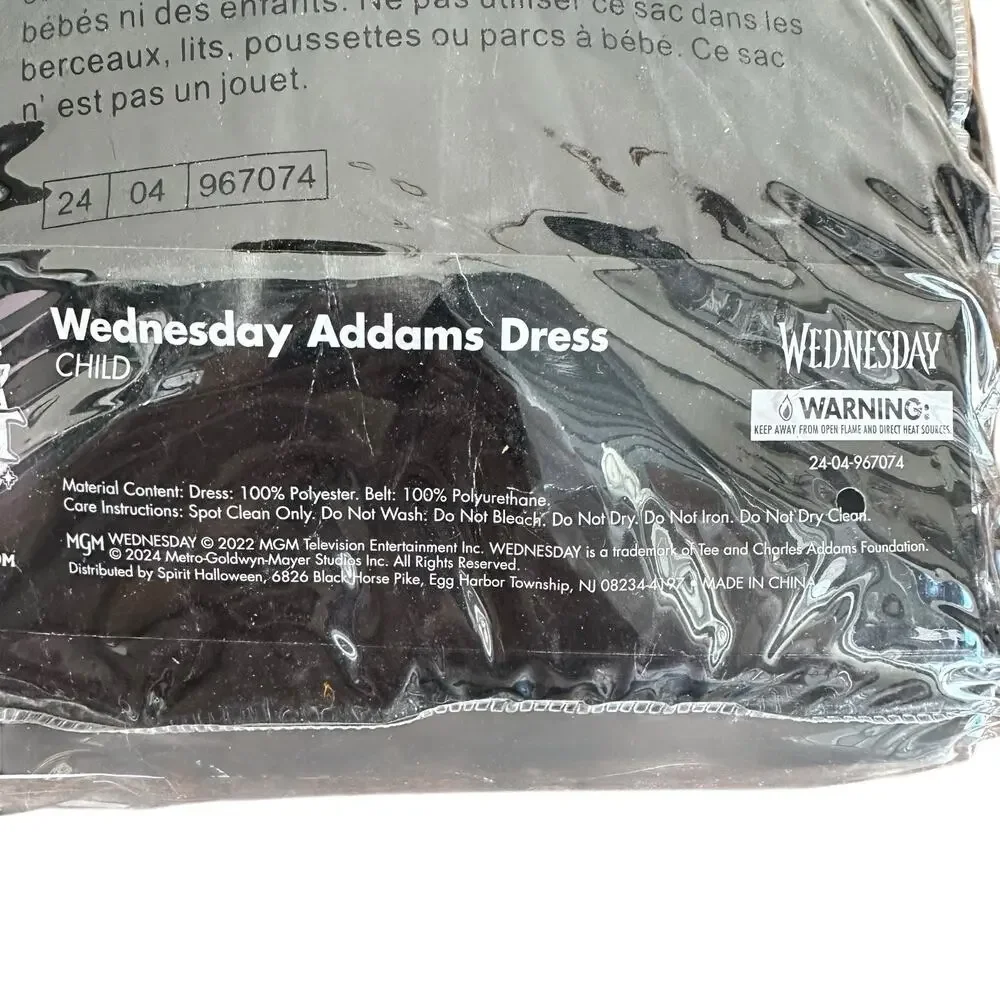 Spirit Halloween Girl’s Wednesday Addams Costume Dress W/ Belt Size Large 12-14 - Picture 5 of 10
